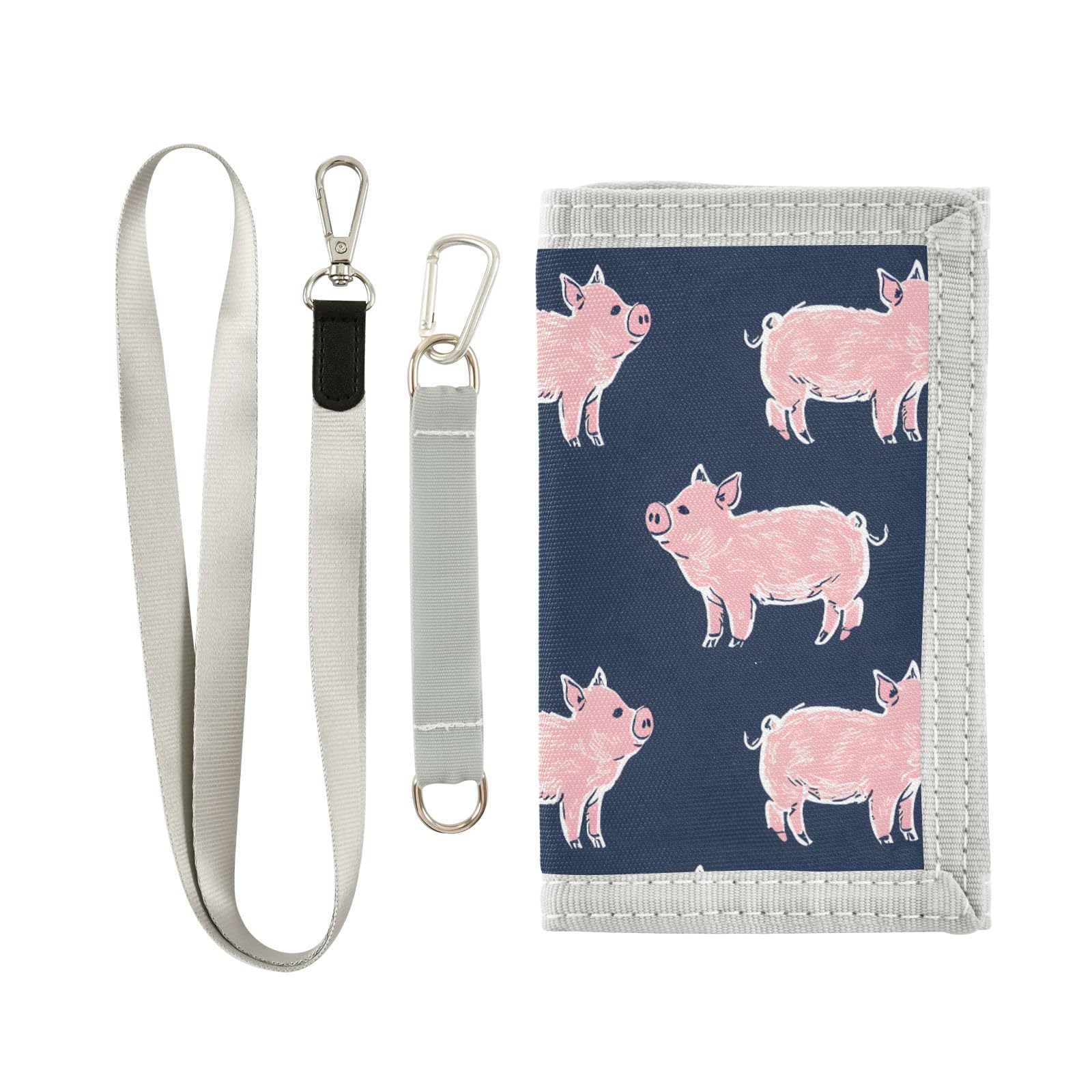 ALAZA Kids Wallets for Boys Girls Toddler Trifold Wallet Children Small Pigs Dark with Zipper Coin Pocket