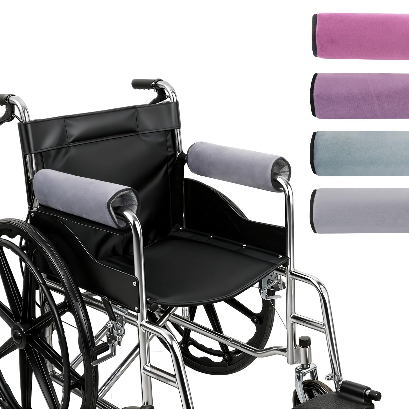 ENLUNTRA Almohadillas para reposabrazos para sillas de Ruedas, 2 Unidades de reposabrazos, Fundas Acolchadas de Espuma viscoelástica, Grey