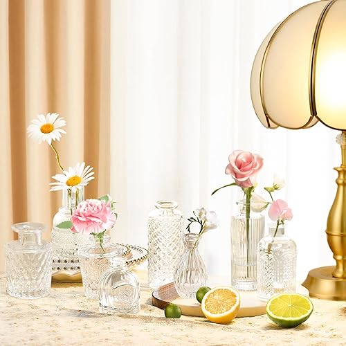 Miniatura 4 de Jarrones Bud - A granel 24, jarrones de cristal pequeños vintage para flores, mini vasos de cristal transparente a granel, diseño de flores pequeñas