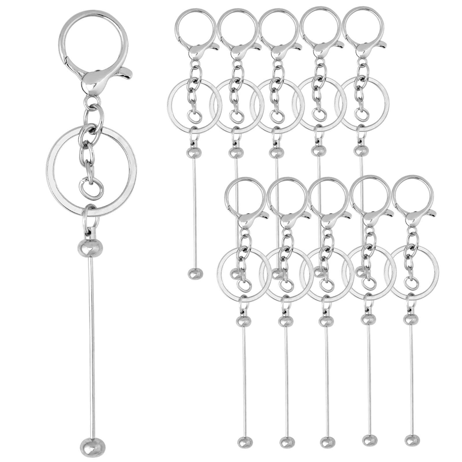 Keychain Making Kit - DIY Keyrings,10 Beadable Keychain Rods, 10 Tassels,10 Acrylic Blanks,Charm Keyring Making Kit,Key Ring Bracelet Making Kit