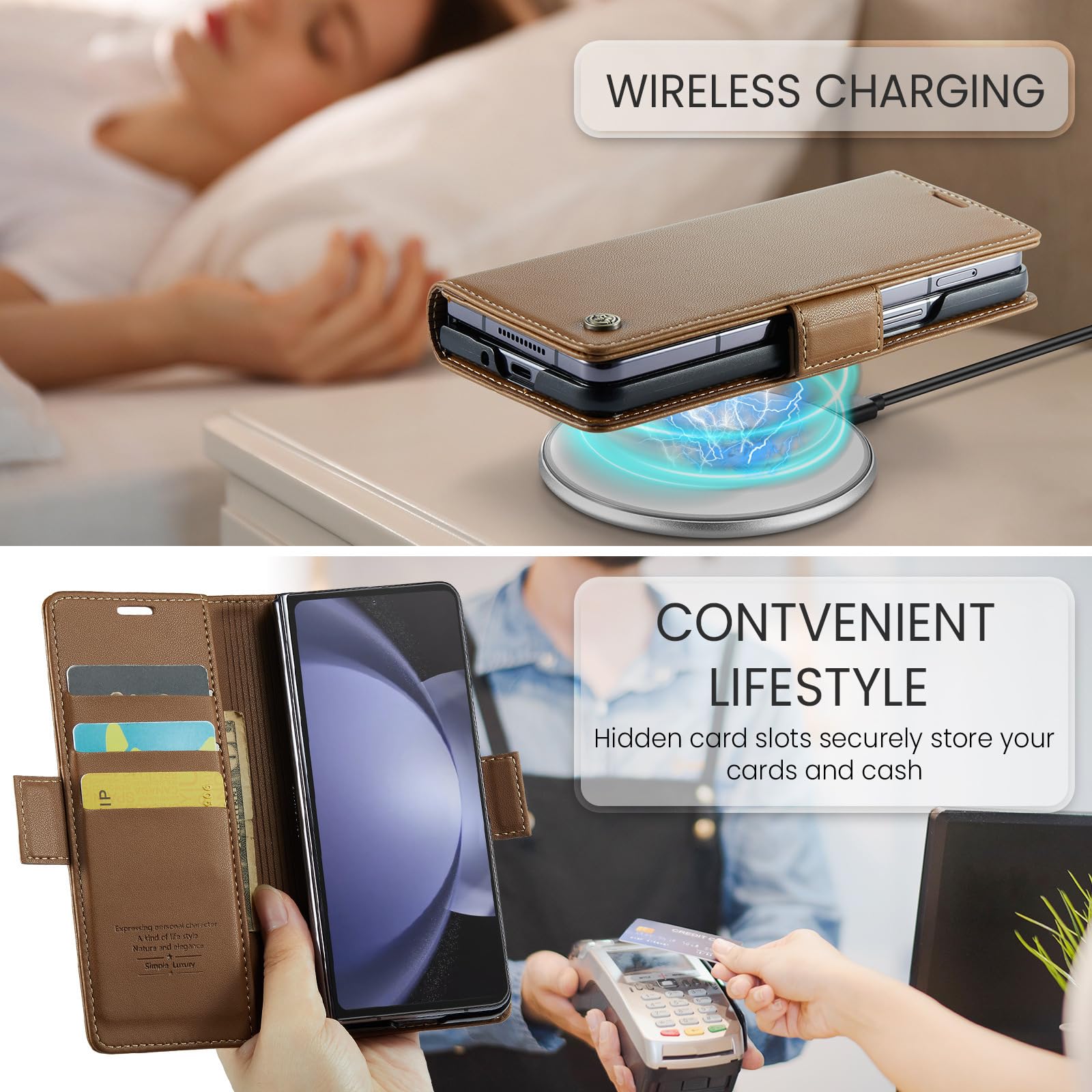 Etui portfelowe na telefon Samsung Galaxy Z Fold 6, retro biznesowe etui z klapką, skórzane etui z magnetycznym zapięciem, przegródki na karty, podpórka, odporne na wstrząsy etui, czarne