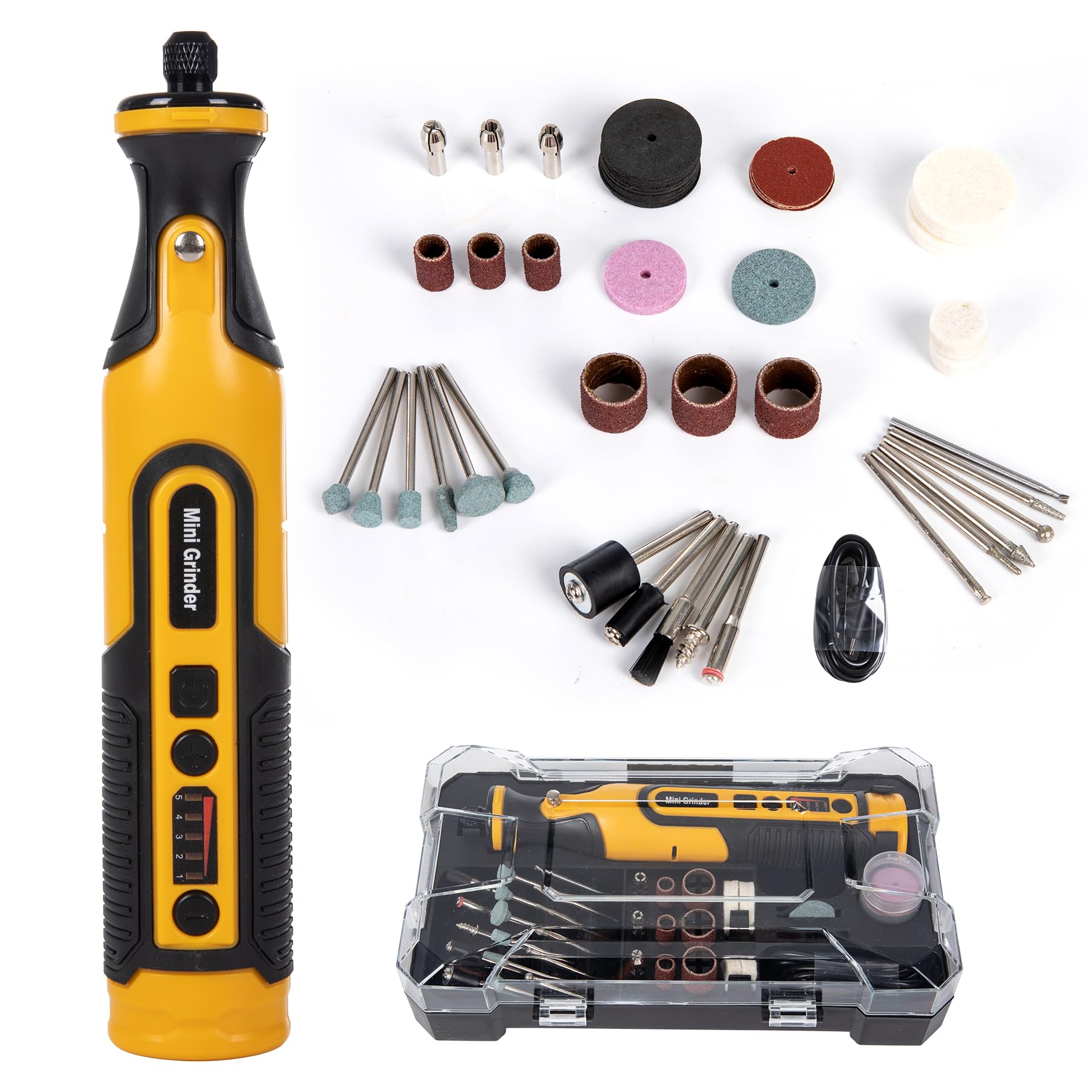 7.2V Cordless Rotary Tool Kit, 28000 RPM Mini Grinder with 65-Piece Accessories, Variable Speed Electric Drill Set with LED Light for Engraving,