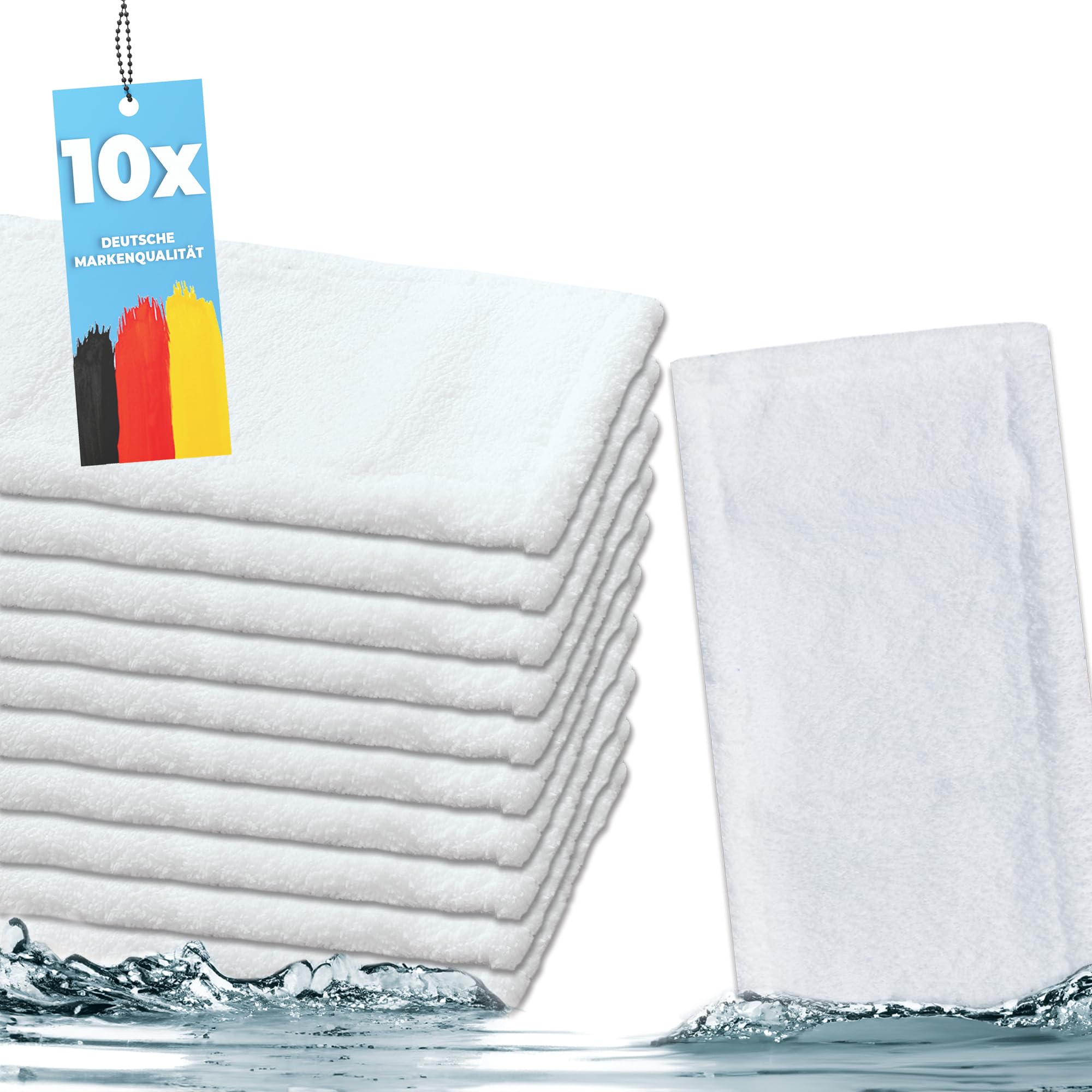 10 panni in microfibra per uso domestico e commerciale. Panni di pulizia per supporto per mop da 40 cm, rivestimenti tascabili per la pulizia professionale, fino a 90 gradi e per asciugatrice