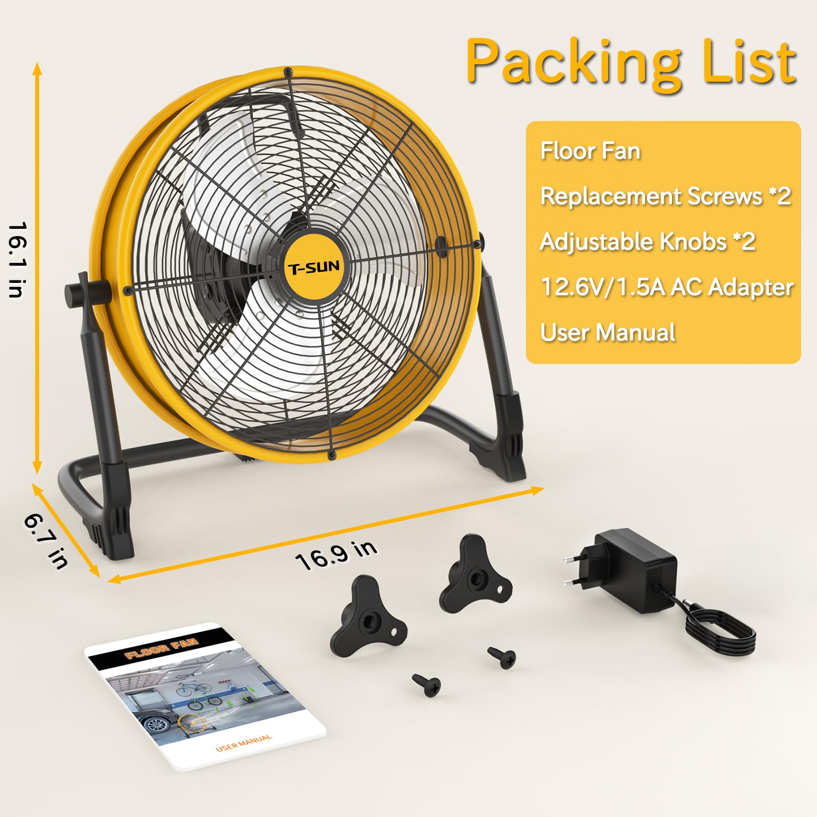Ventilatore da Pavimento 30cm, 13200mAh Ricaricabile Ventilatore, Ventilatore Industriale Senza Fili, Silenzioso, Regolazione Continua Velocità, Inclinabile 360°, per Casa/Ufficio/Magazzino/Esterno