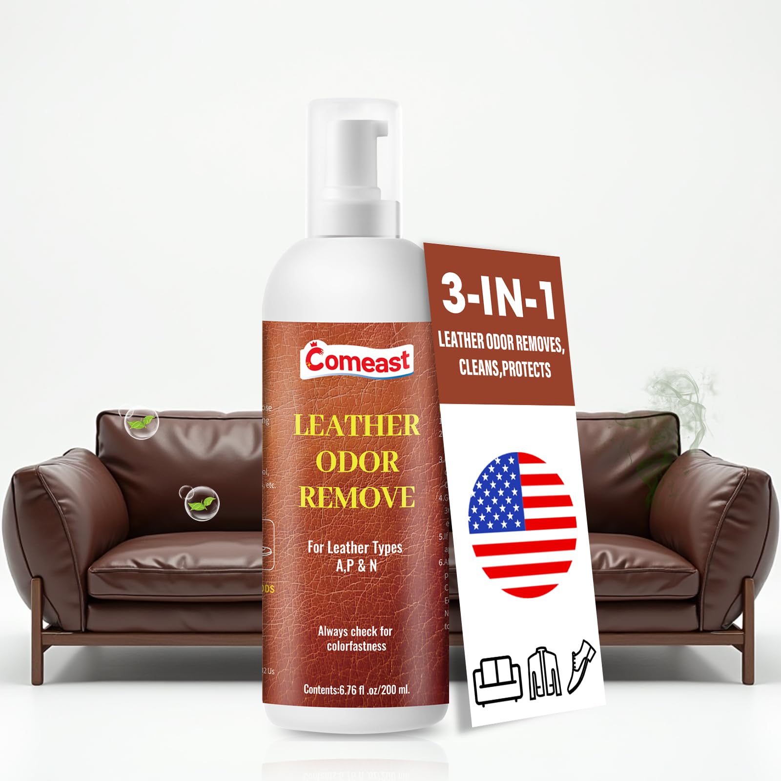 Crema eliminadora de olores de cuero para sofás, muebles, interiores de automóviles, chaquetas, zapatos, sin perfume, 6.76 onzas líquidas