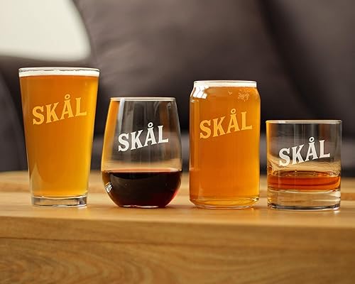 Miniatura 6 de Bevvee Skal Norwegian Cheers - Copa de vino sin tallo, regalos y decoración temáticos de Suecia y Noruega, tamaño grande, 17 onzas