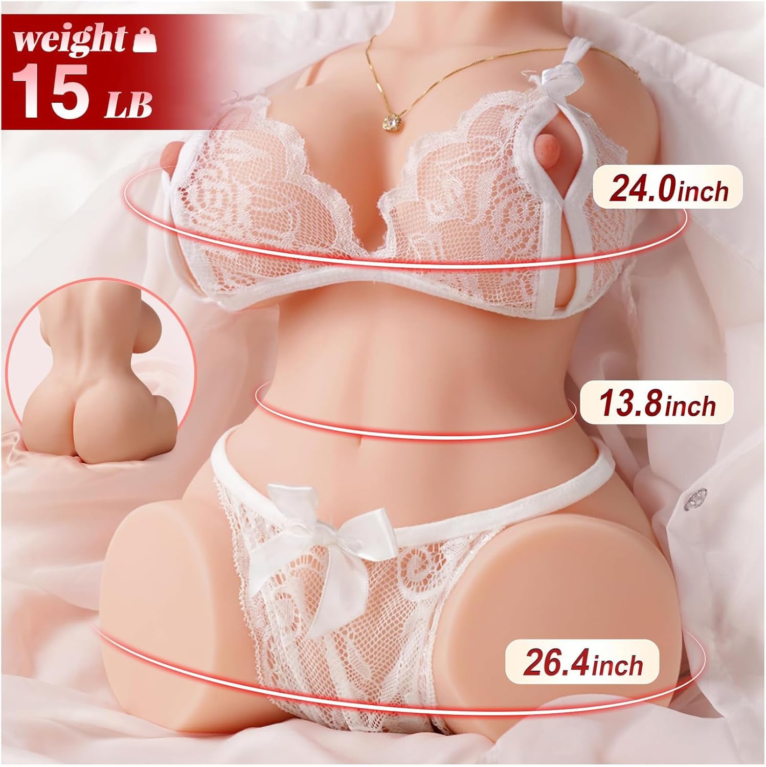 Sex Doll for Men Male Masturbator - 15 LB Life-Size Male Masturbators Sex Toys Torso with 3D Textured Pussy and Anal Channel Soft Boobs, Mens Adult Toys Sex Dolls Pocket Pussy (9.1x14.6x6.3 in) 15 Pound