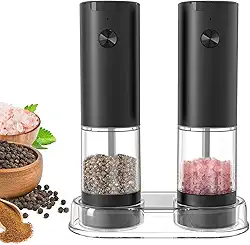 JINYUHAY Moedor Elétrico de Pimenta e Sal, Kit 2 Moedores, 95 ml, Indicador de Led, Alimentado por Pilha