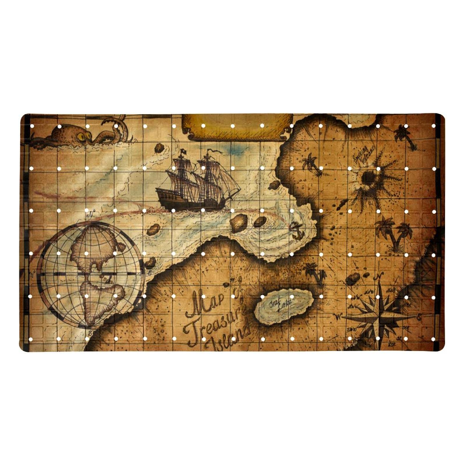 Tapis antidérapant pour baignoire vintage 40x70 cm à ventouses