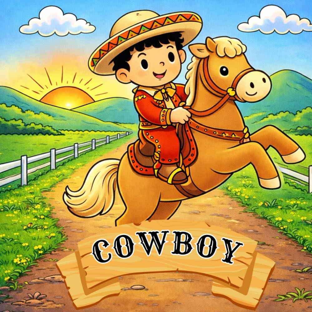 Cowboy Coloring Book: Cute Horses, Ranch Life, and Easy Coloring Pages. Farm animals and western lifestyle.