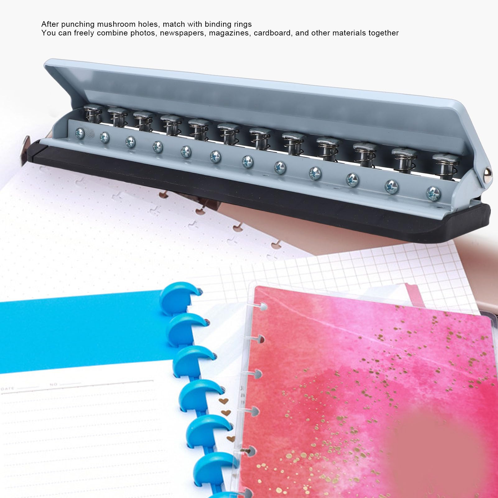 Generic Perforatore a Fungo 12 Fori Posizionamento Accurato Perforatore a Disco per Taccuino Pianificatore, Uso Versatile per L'organizzazione di Cancelleria