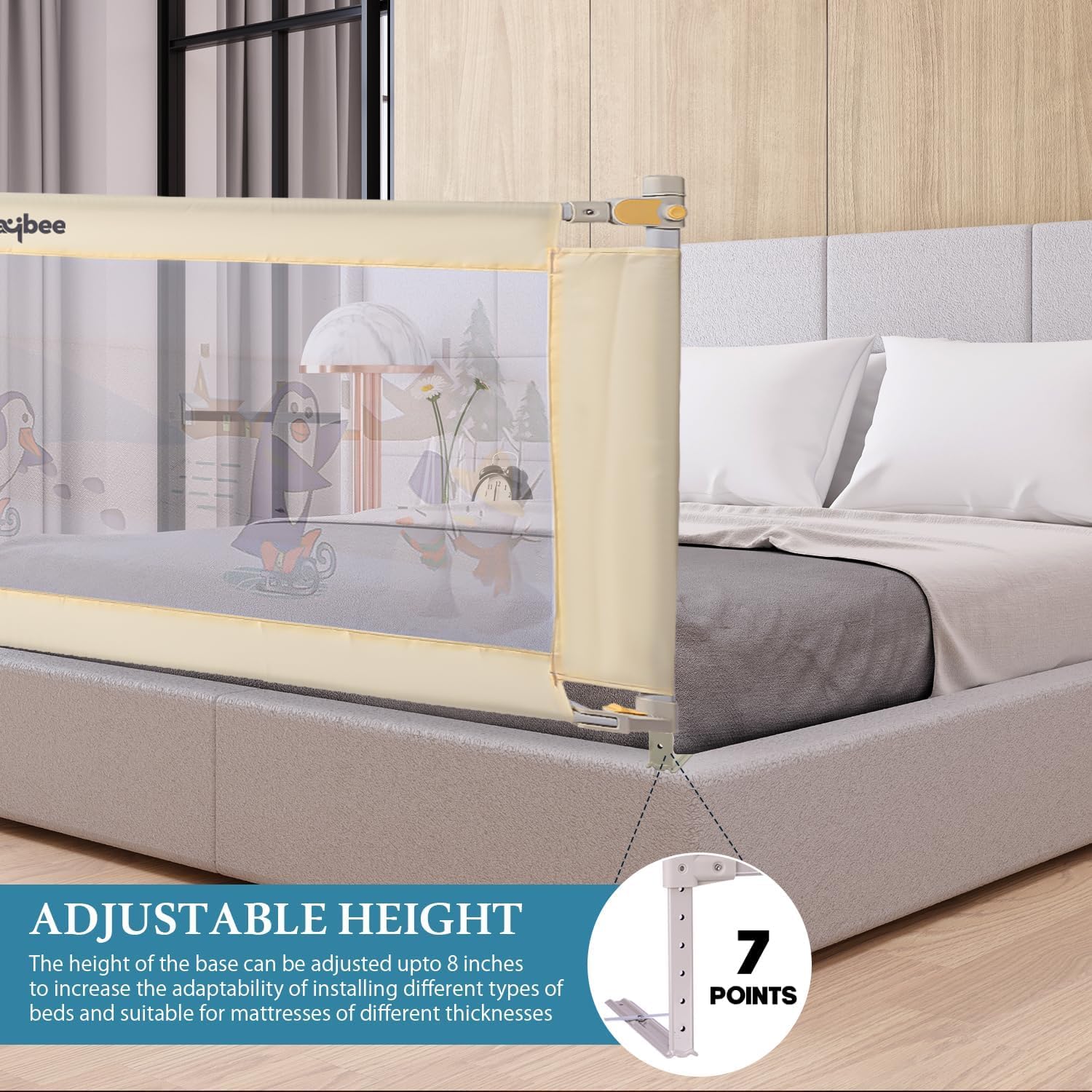 BAYBEE Baby Bed Rail Guard for Baby Toddlers Safety, Portable Kids Bed Rail  Safeguard Fence with Adjustable Height Foldable Single Side Bed