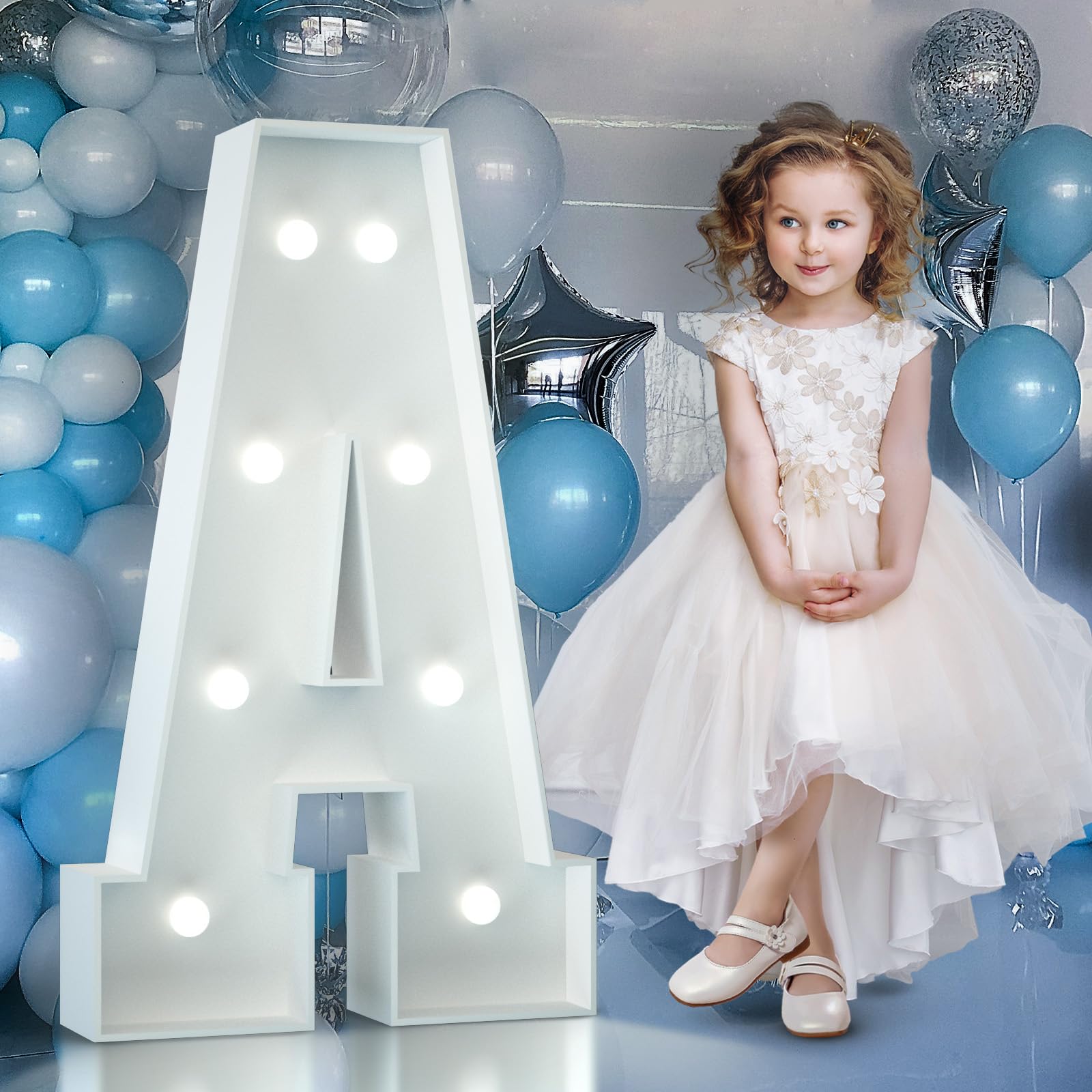 4FT Light Up Numbers Birthday Decoration Large Marquee Numbers 1 for 1st 18th 21st Birthday Party Decor Wedding, Big Number Frame Foam Cardboard Mosaic Arch Stand Pre-Cut Numbers — view 55