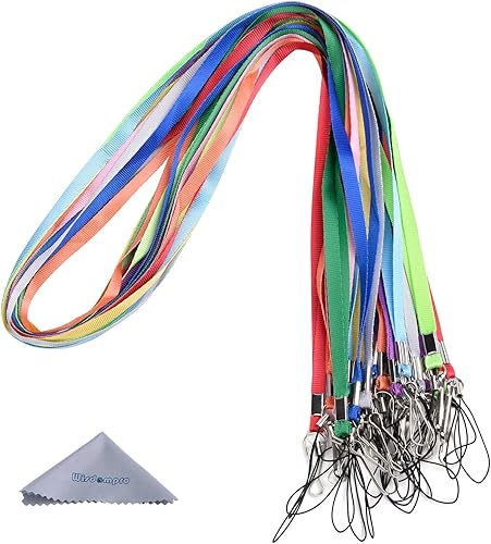 Miniatura 9 de Correa de nailon colorida para el cuello con gancho y anillo dividido para usar en la oficina, USB, llaves, llaveros, insignias de nombres,