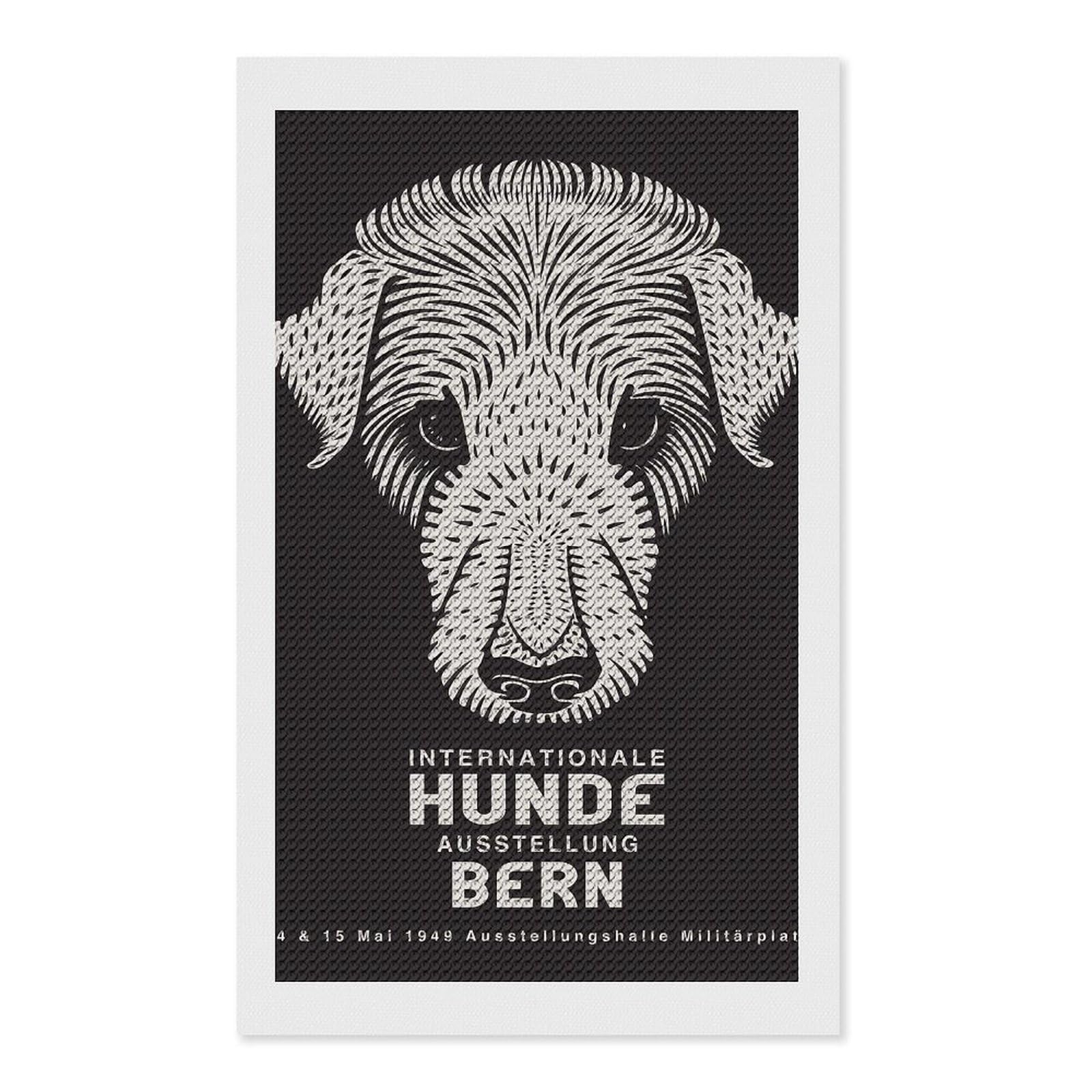 Junmoney Hunde Austellung Bern Diamond Painting Canvas Set 12"x20", Full Kit Included, Calming Craft to Unwind, Farmhouse Decor, Christmas Gift