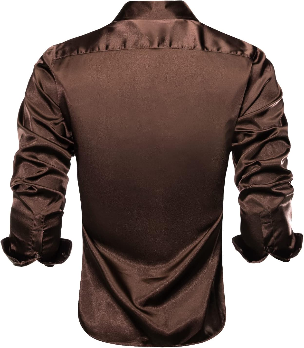 Hi-Tie Men's Silk Satin Dress Shirts Long Sleeve Shiny Casual Button Up Shirts Luxury Party Disco Prom Wedding Shirt - Image 3