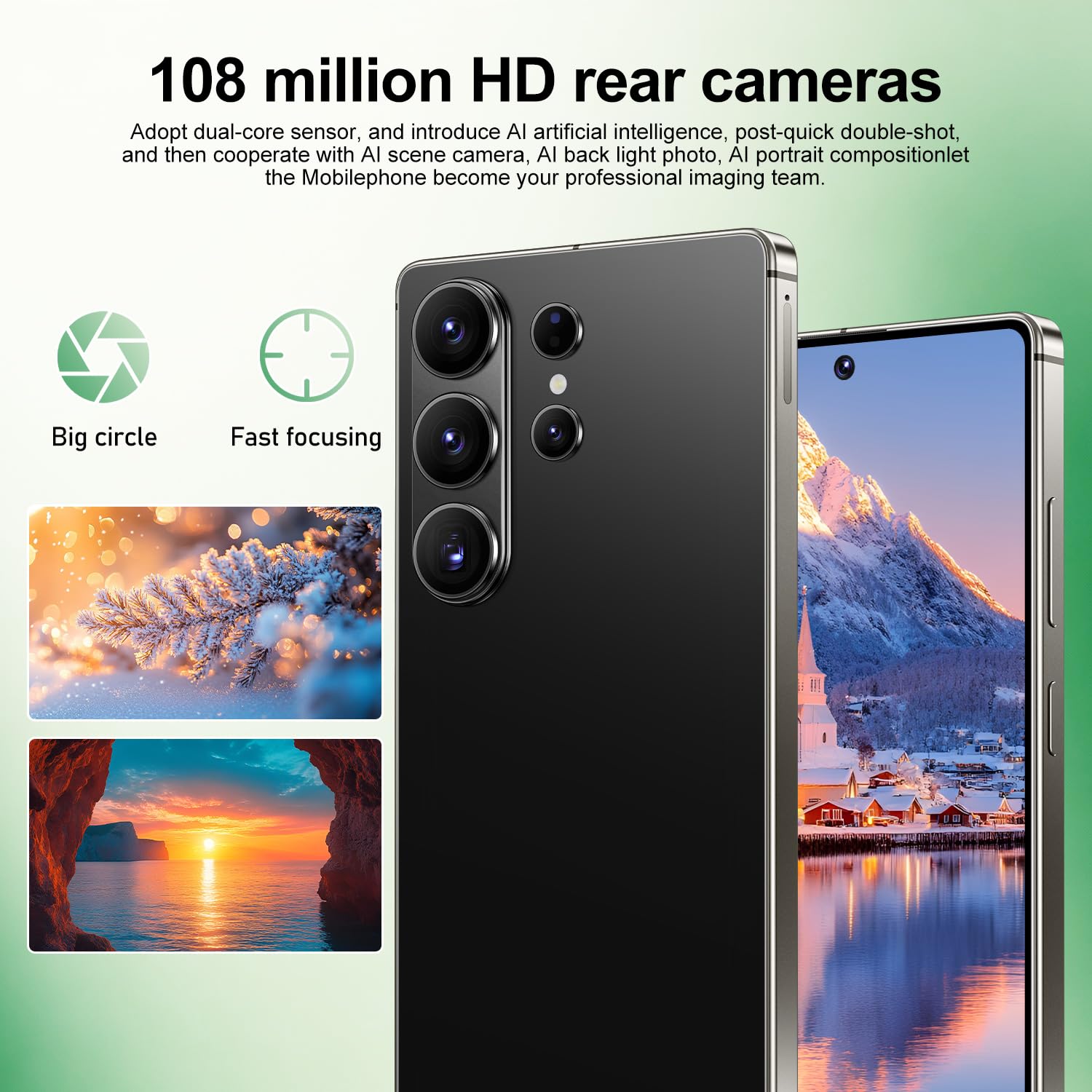 UZL I26 Ultra Unlocked Cell Phone, Built in Pen, Smartphone Battery 7000mAh, 6.99" HD Screen Unlocked Phones, 68MP+108MP, 12+512GB 5G The Phone Android 15, Face ID/Fingerprint Lock/GPS (Black) — view 5