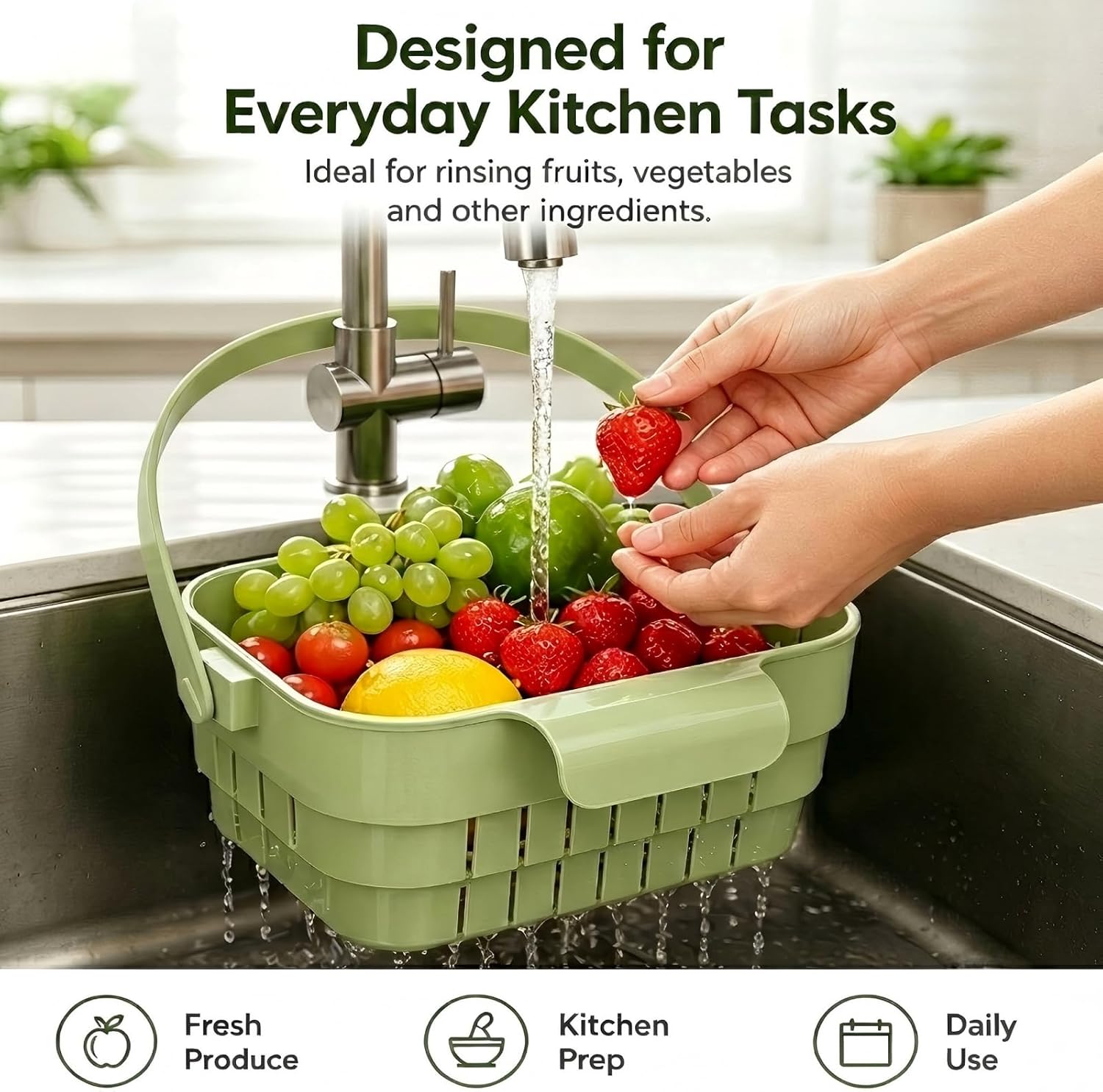 Foldable Hanging Sink Drain Basket Stretchable Kitchen Colander