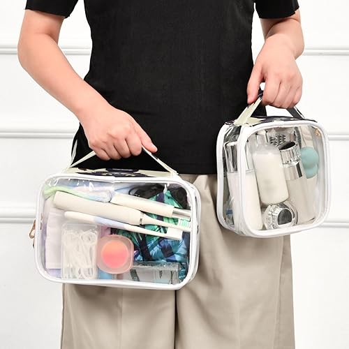 Miniatura 6 de Bolsa de aseo transparente con diseño de gato negro de bruja de Halloween para viajar, paquete de 2 bolsas de cosméticos de maquillaje con