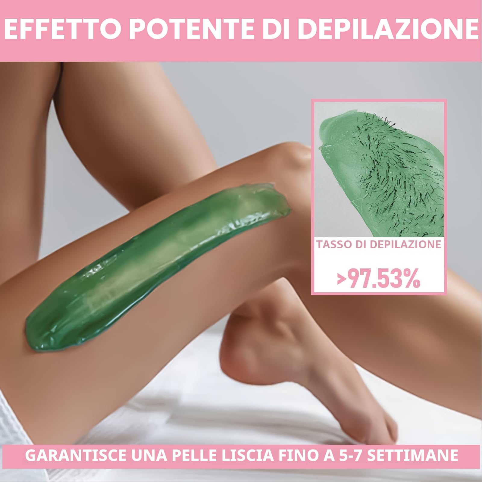 Kit per ceretta, vaso di cera per depilazione, kit scaldacera per ceretta professionale, 5 confezioni di perline di cera e 20 applicatori, macchina per ceretta indolore per ceretta su tutto il corpo