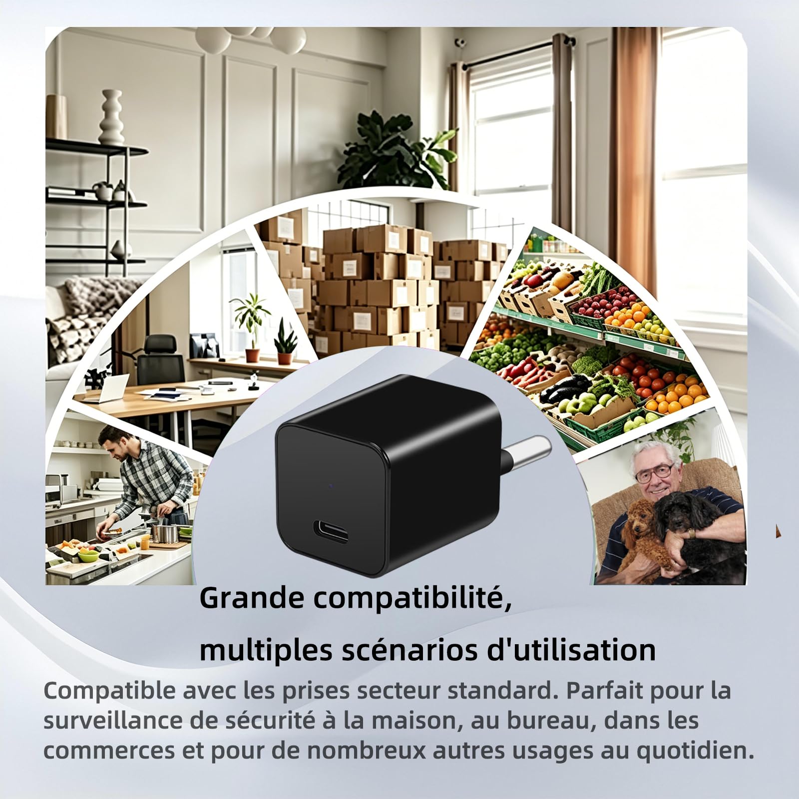 Mini caméra HD 1080P, caméra de sécurité domestique portable plug‑and‑play | détection de mouvement, idéale pour la surveillance 24h des enfants, animaux de compagnie, bureau et entrepôt, sans Wi-Fi.