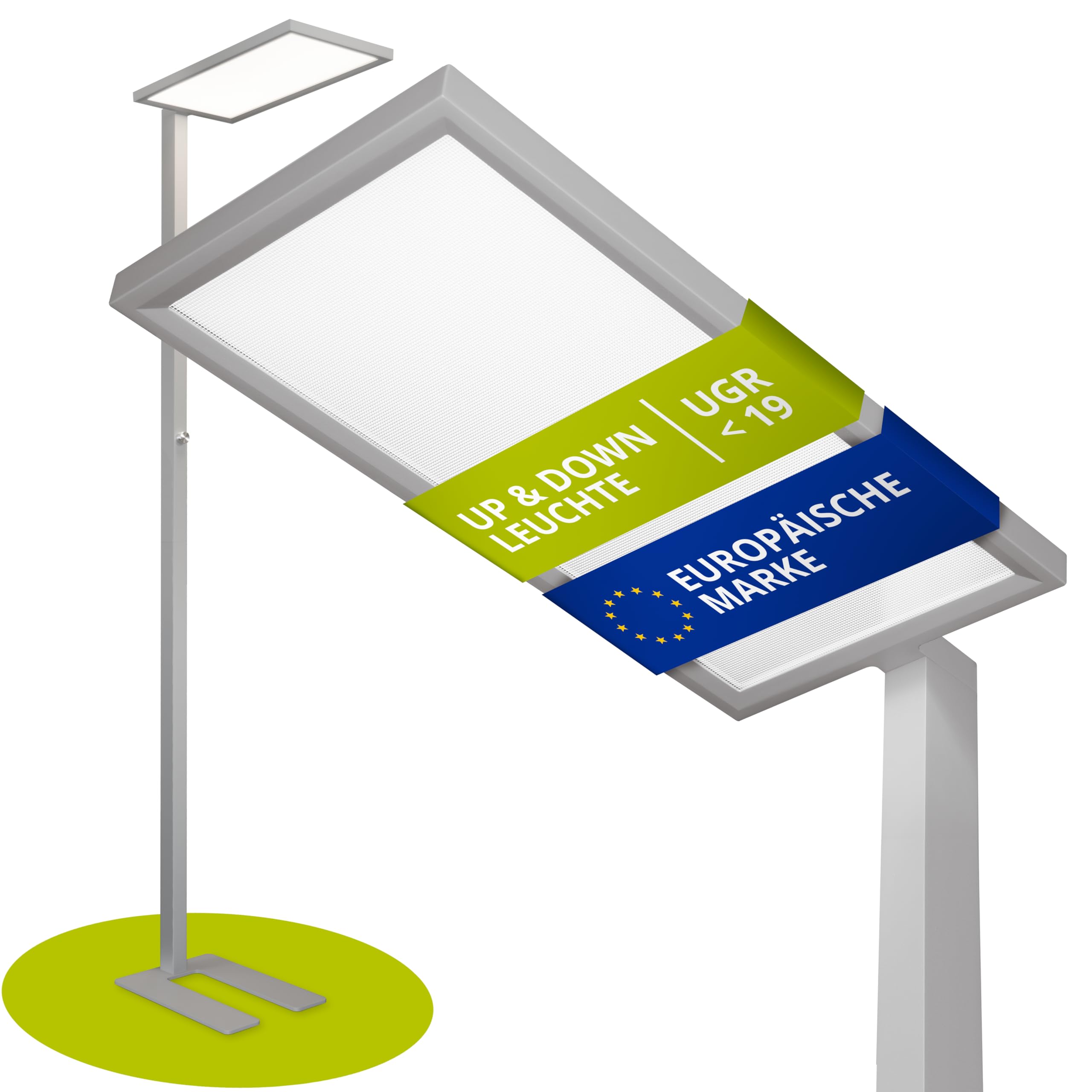 INNOVATE LED Stehlampe Büro Dimmbar 7500lm UGR< 19 80W Deckenfluter Silber | Tageslichtlampe Schreibtisch Stehlampe Dimmbar I Stehlampe LED Home Office Schreibtische & Arbeitsplätze Stehlampen