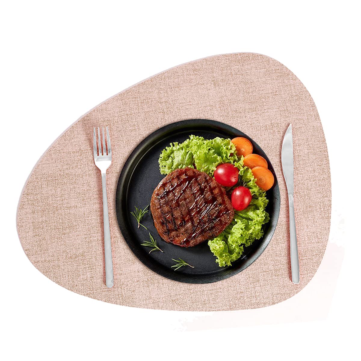 GUBEEPlacemats Set of 2, Oval Placemat with Coasters Heat Stain Scratch Resistant Non-Slip Waterproof Oil-Proof Washable Wipeable Outdoor Indoor for Dining Patio Table Kitchen Decor (Pink)