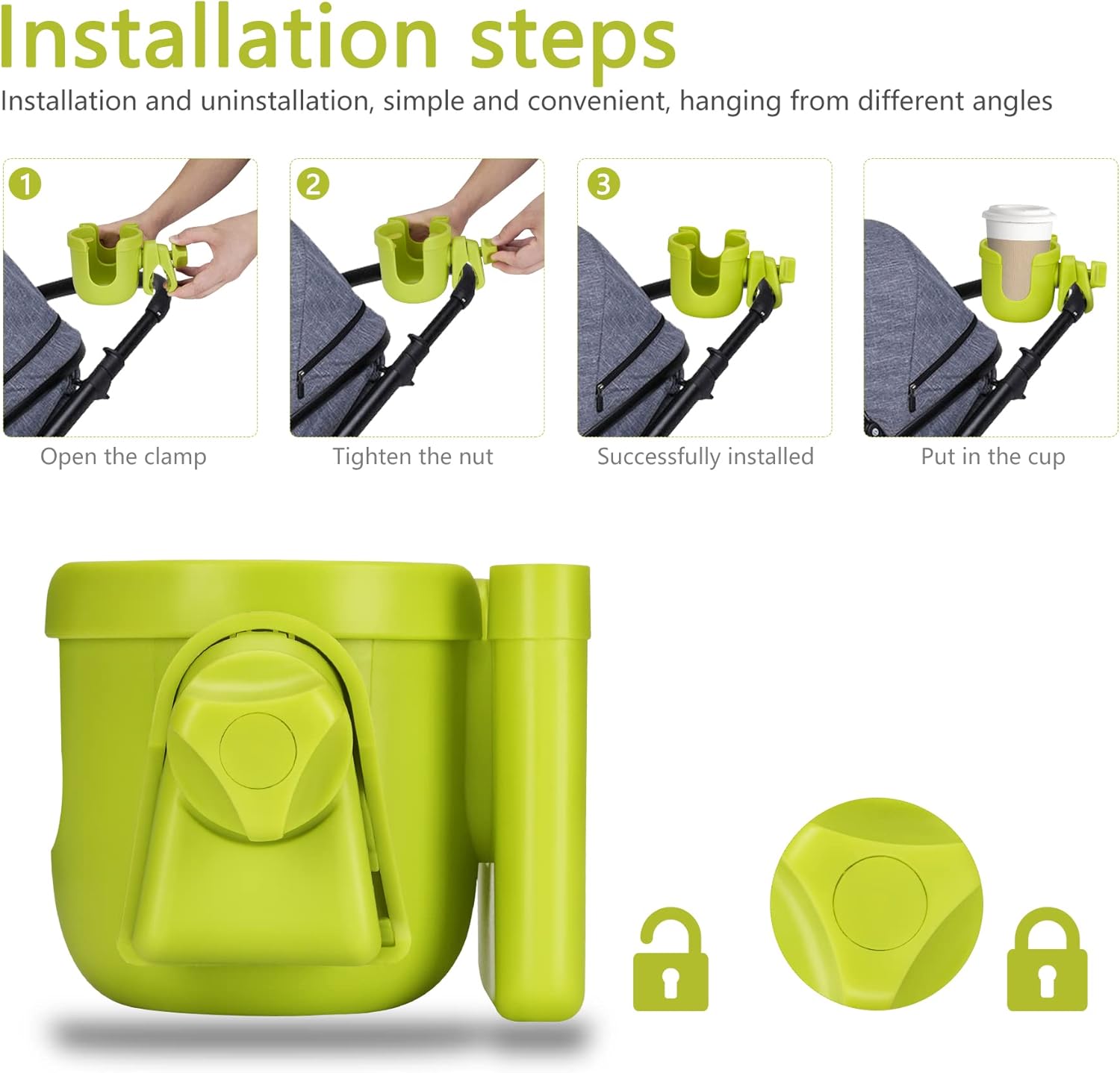 Universal Stroller Cup Holder, Adjustable Drink Holder with Phone Holder for Baby Stroller, Wheelchair, Walker, Bike, Scooter, Gifts for Family Member.