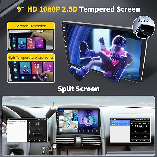 Miniatura 6 de Estéreo de coche Android 15 para radio Honda CRV 2002-2006, [2+64G] Hikity de 9 pulgadas con pantalla táctil estéreo inalámbrico Carplay Android