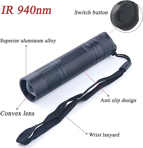 Miniatura 6 de Linterna iluminadora LED IR Zoomable 940nm linterna infrarroja noche