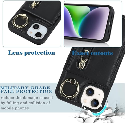 Miniatura 5 de Funda para iPhone 13 mini con tarjetero para mujer, para iPhone 13 mini, funda para teléfono con tarjeta de crédito con anillo de soporte,