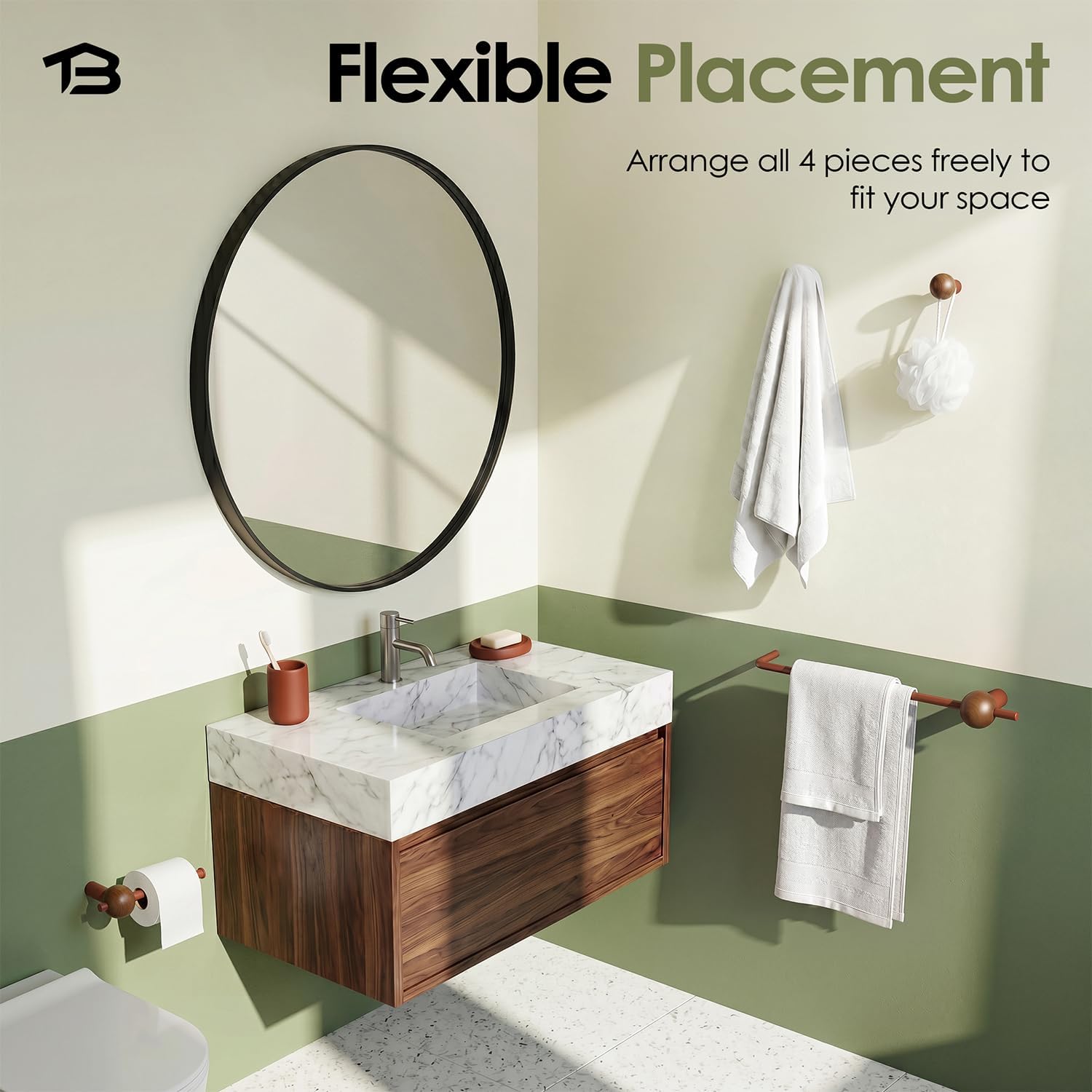 Tindbea Mid-Century Modern Bathroom Accessories Hardware 4 Set image 3