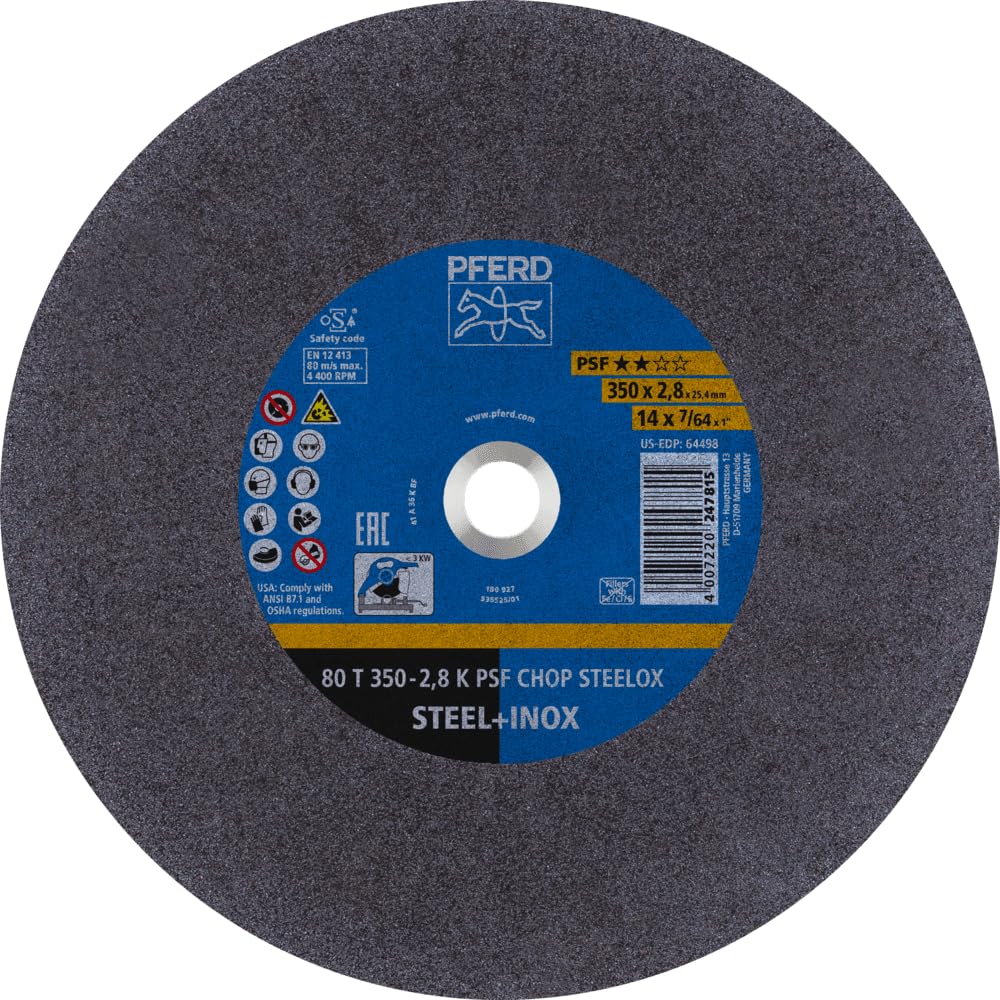 PFERD TOOLS Trennscheibe Metallkreissäge, 5 Stück | T 350x2,8x25,4mm Universal-Linie PSF CHOP STEELOX | 69690001 – für Stahl, Edelstahl (INOX)