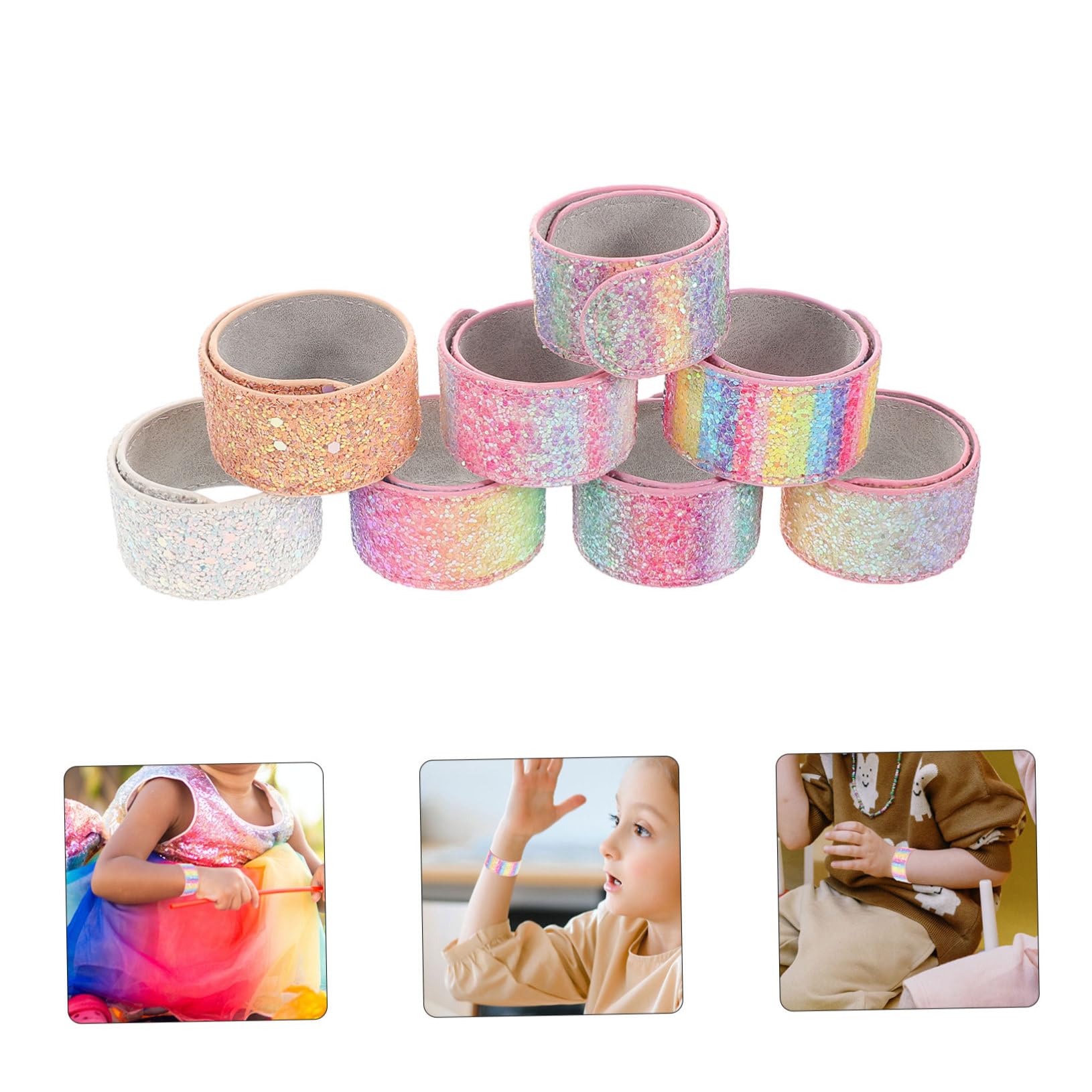 Kisangel 24 piezas Pulseras Slap con Purpurina para Pulseras Brillantes de Colores Surtidos Accesorio Divertido para Fiestas y Infantiles