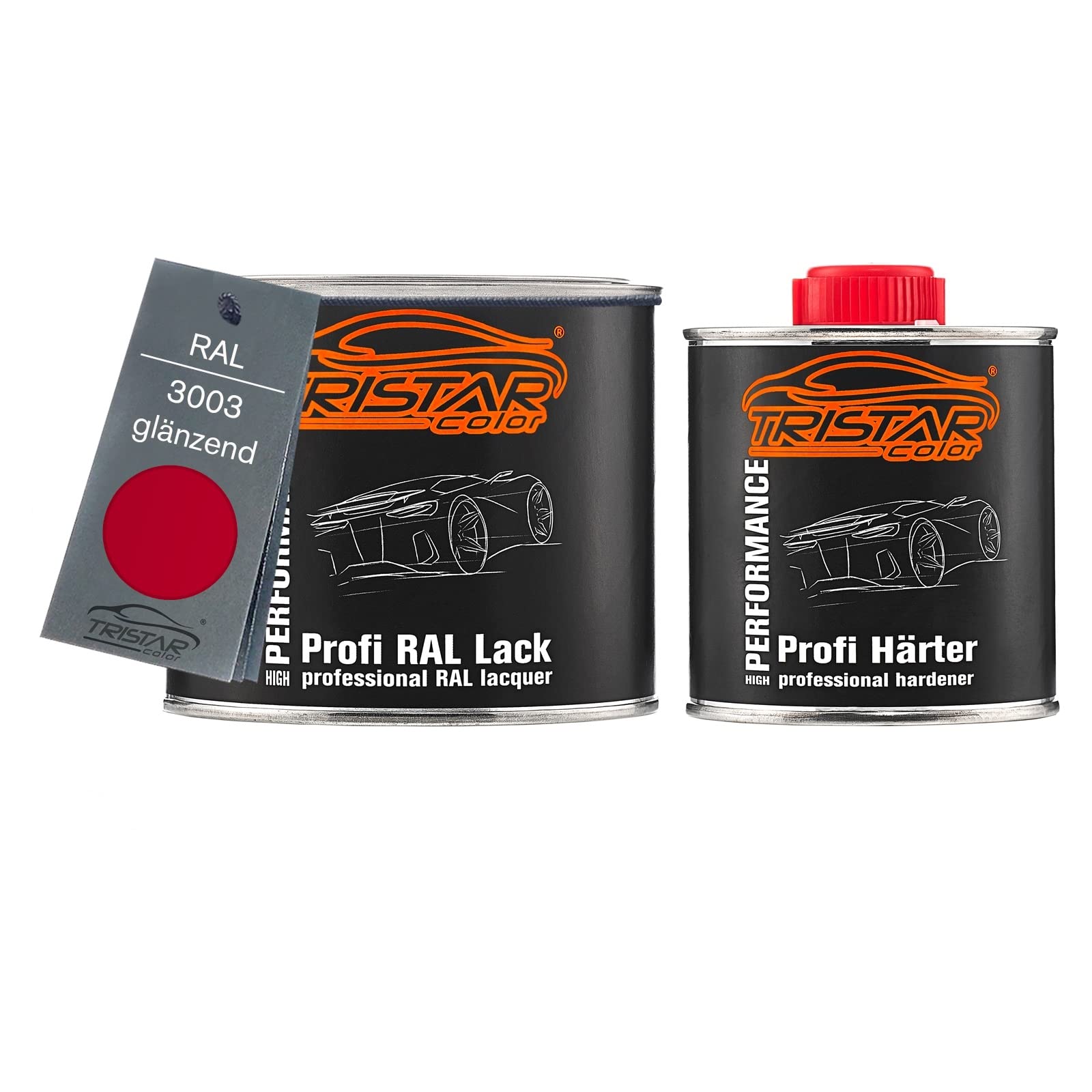 Tristarcolor Rubinrot Ral 3003 2K Car Paint Gloss 0.75 Litre / 750 Ml Can Incl. Hardener