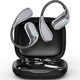 ワイヤレスイヤホン 【2026新登場・最大60時間再生】 こつでんどう イヤホン bluetooth 小型 軽量 骨伝導 耳掛け IP54 防水 マイク付き ノイズキャンセリング Type-C 充電式 大容量バッテリー 片耳 両耳対応 耳ふさがない IOS/Android/PC 広い互換性 スポーツ 運動 ビジネス 通勤通学 ゲーム (ブラック)