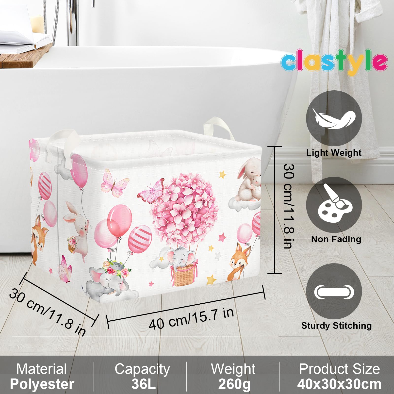 Pink Butterfly Storage Bin - Waterproof Oxford Fabric Laundry Hamper & Toy Organizer