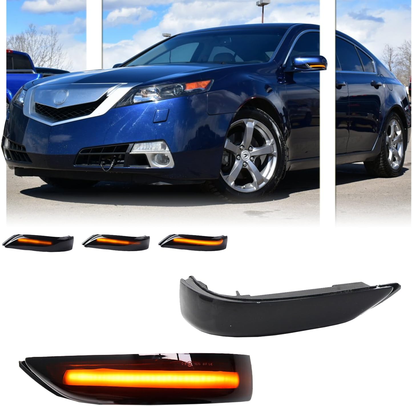 2 PCS Sequential Dynamic LED Side Mirror Turn Signal Lights for 2008-2013 Hon-da Accord & 06-09 Acura RL, Accord Accessories Turn Signal Indicator Lamp