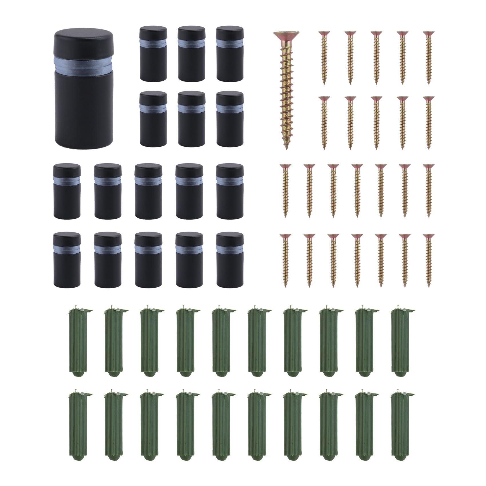 Littimoon 24Pcs Standoff Screws, Wall Sign Standoff Mounting Hardware Advertising Glass Standoff Nail for Hanging, Black