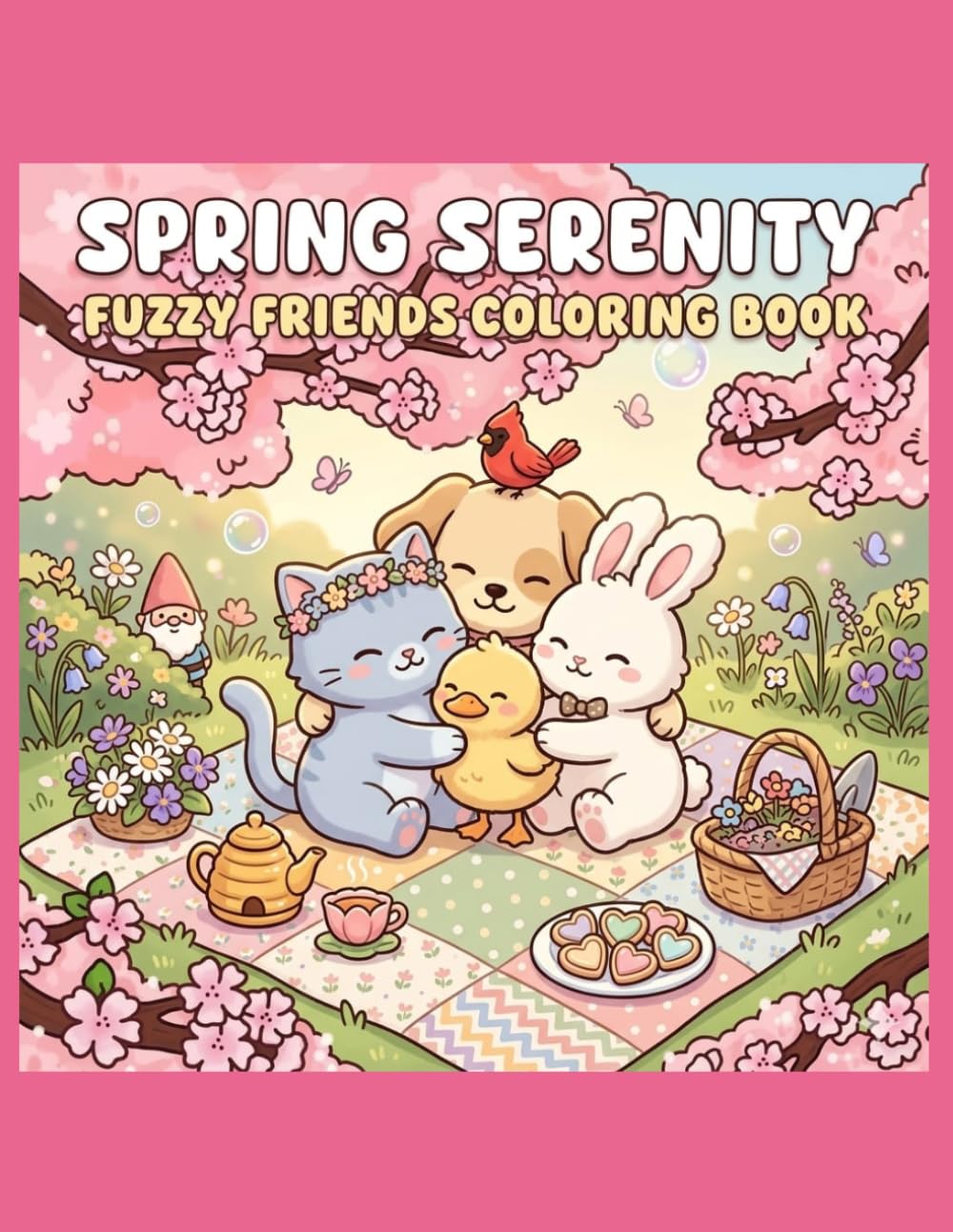 Spring Serenity Fuzzy Friends Coloring Book