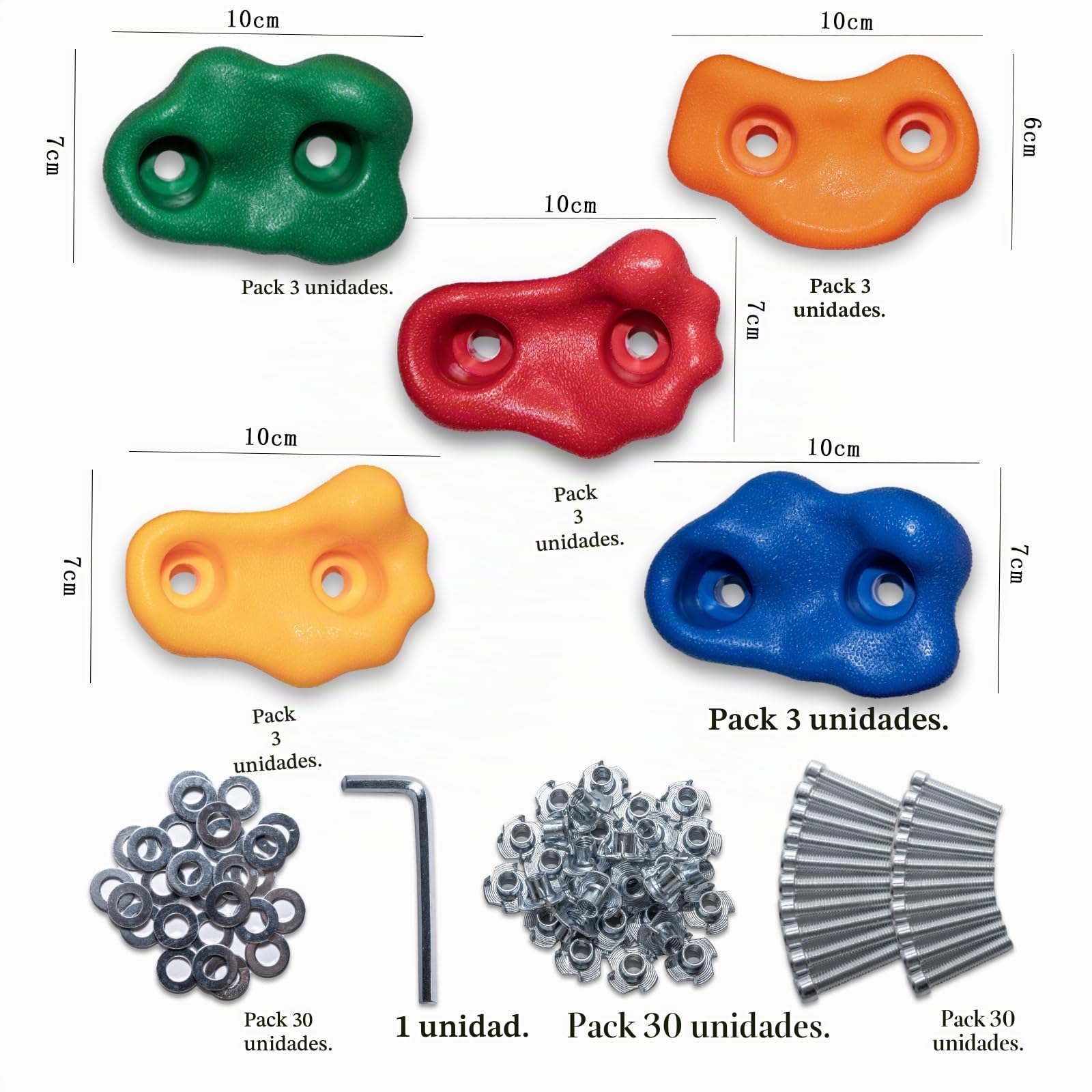 CIMOYBAI 15 Piezas de Soportes de Escalada, Piedras de Escalada para Niños al Aire Libre, Soportes de Pared de Escalada Niños con Tornillos de Fijación para Torre