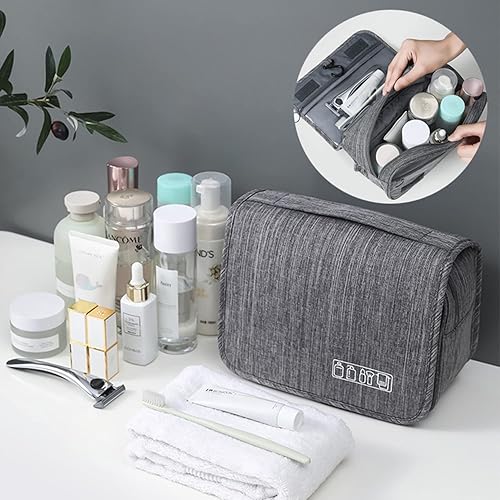 Miniatura 5 de Neceser para mujer, bolsa de aseo colgante grande para cosméticos, bolsa organizadora de viaje con gancho resistente para hombres y mujeres, bolsa