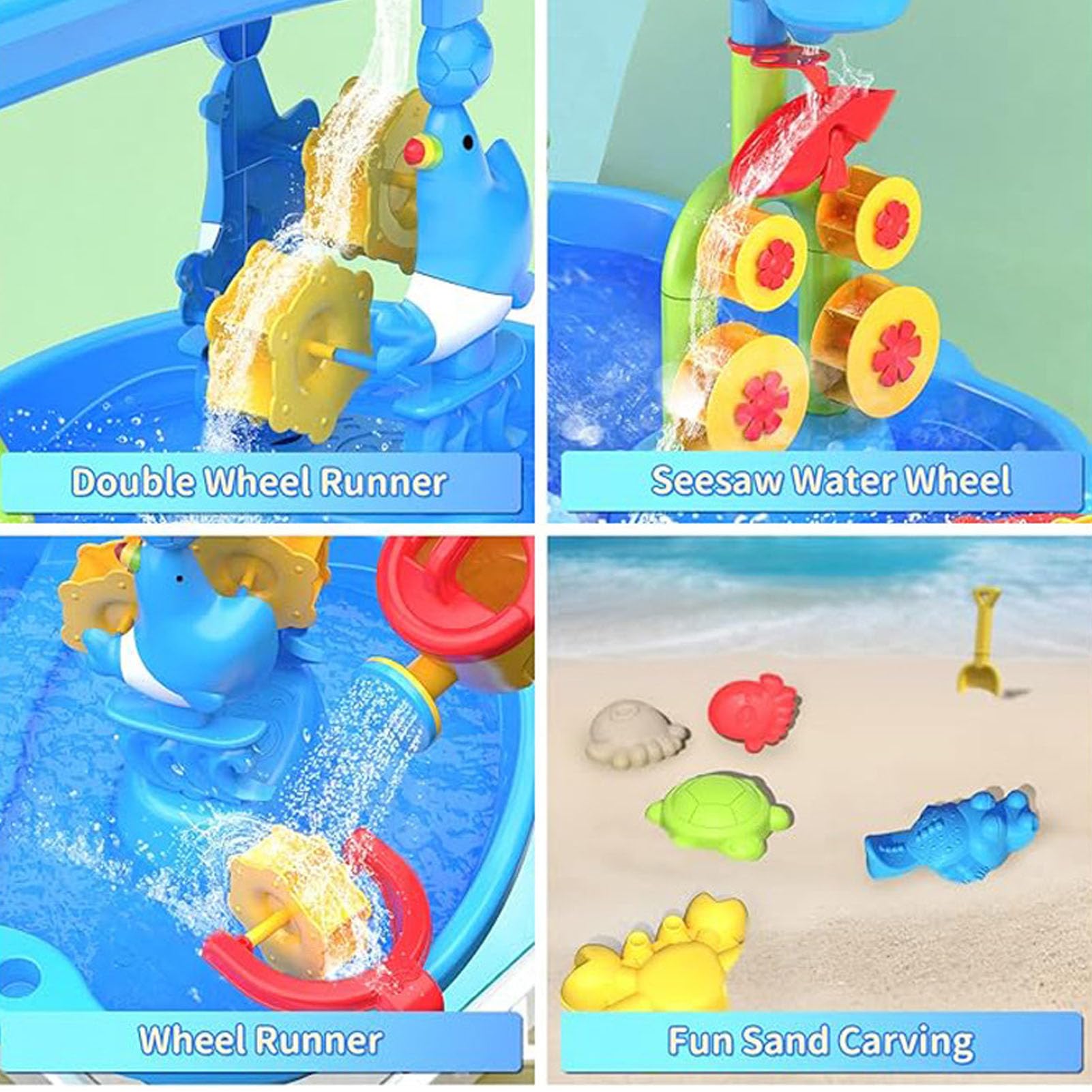 Fockety Wassertisch für Kleinkinder, 3-stufiger Wassertisch, für ab 18 Monaten