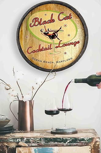 Vista 8 de THOUSAND OAKS BARREL CO. Personaliza el letrero de un cuarto de barril con cócteles de gato negro, barril de vino hecho de madera de roble de alta