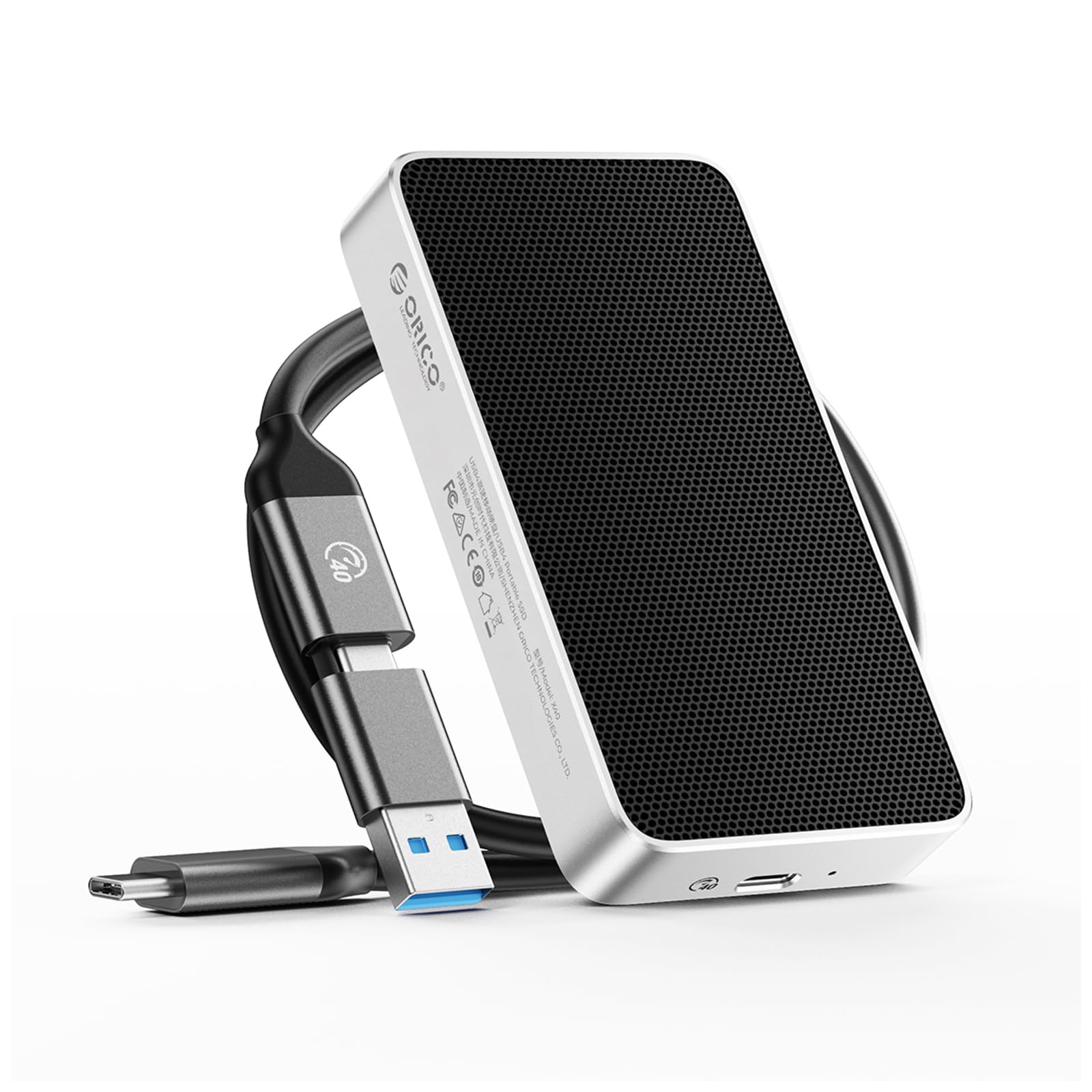 ORICO 2TB USB 4.0 Externe SSD 3800 MB/s (40 Gbit/s), Ultraschnelle, Portable NVMe SSD, Kompatibel mit Thunderbolt 3/4, lüfterloses Aluminium-Design für Fotografen und Videoeditoren – X40