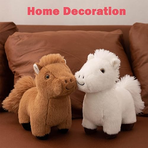 Miniatura 4 de PEACH CAT Animal de peluche de caballo de 8 pulgadas, lindo caballo de peluche suave, juguetes de peluche, regalos para niños, marrón