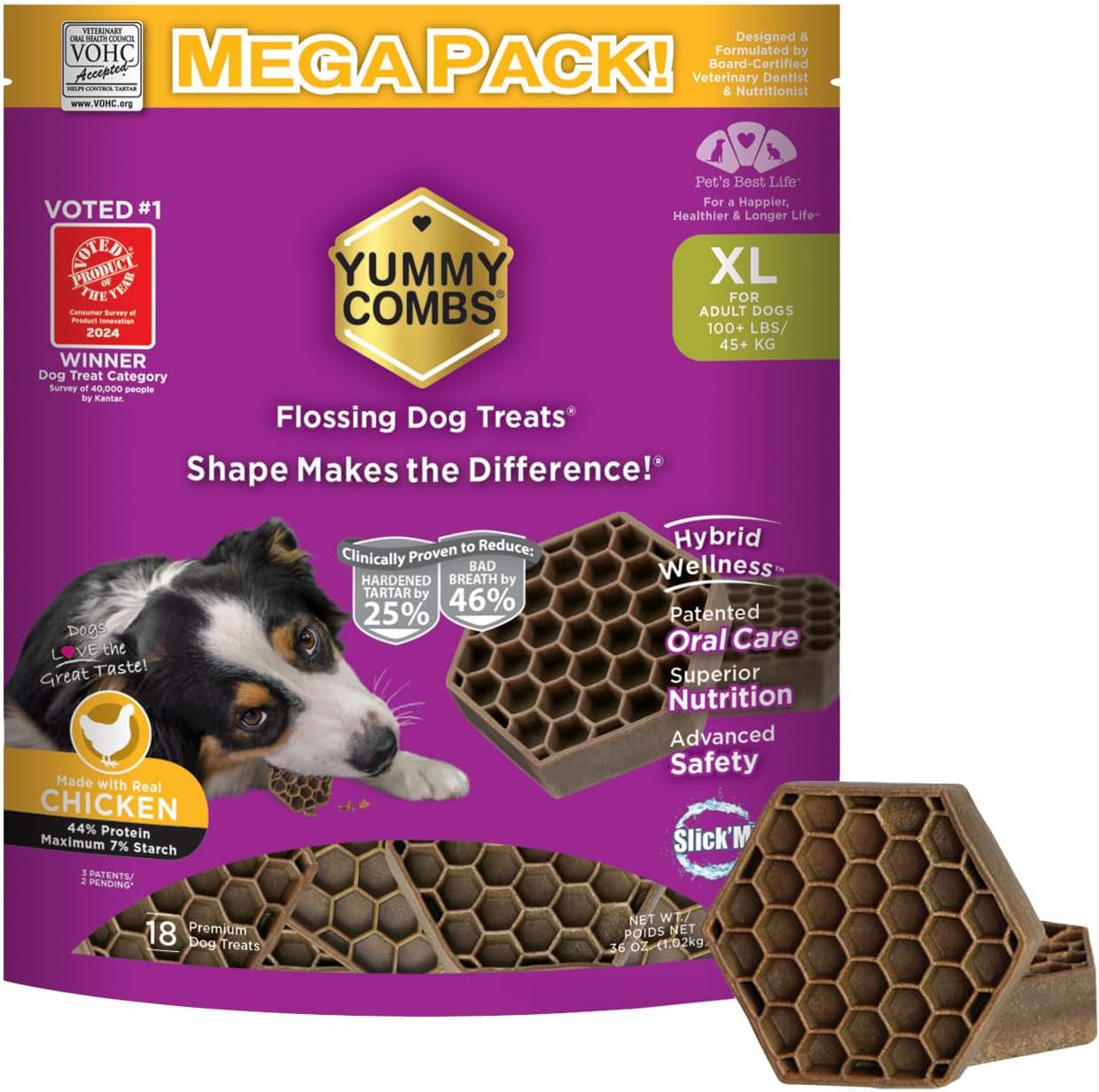 Dog Dental Treats with 360° cleaning honeycomb shape