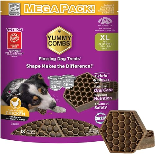 Miniatura 10 de Yummy Combs Golosinas dentales para perros  Aprobado por veterinario VOHC  Deliciosas golosinas para perros para limpieza de dientes  Forma para