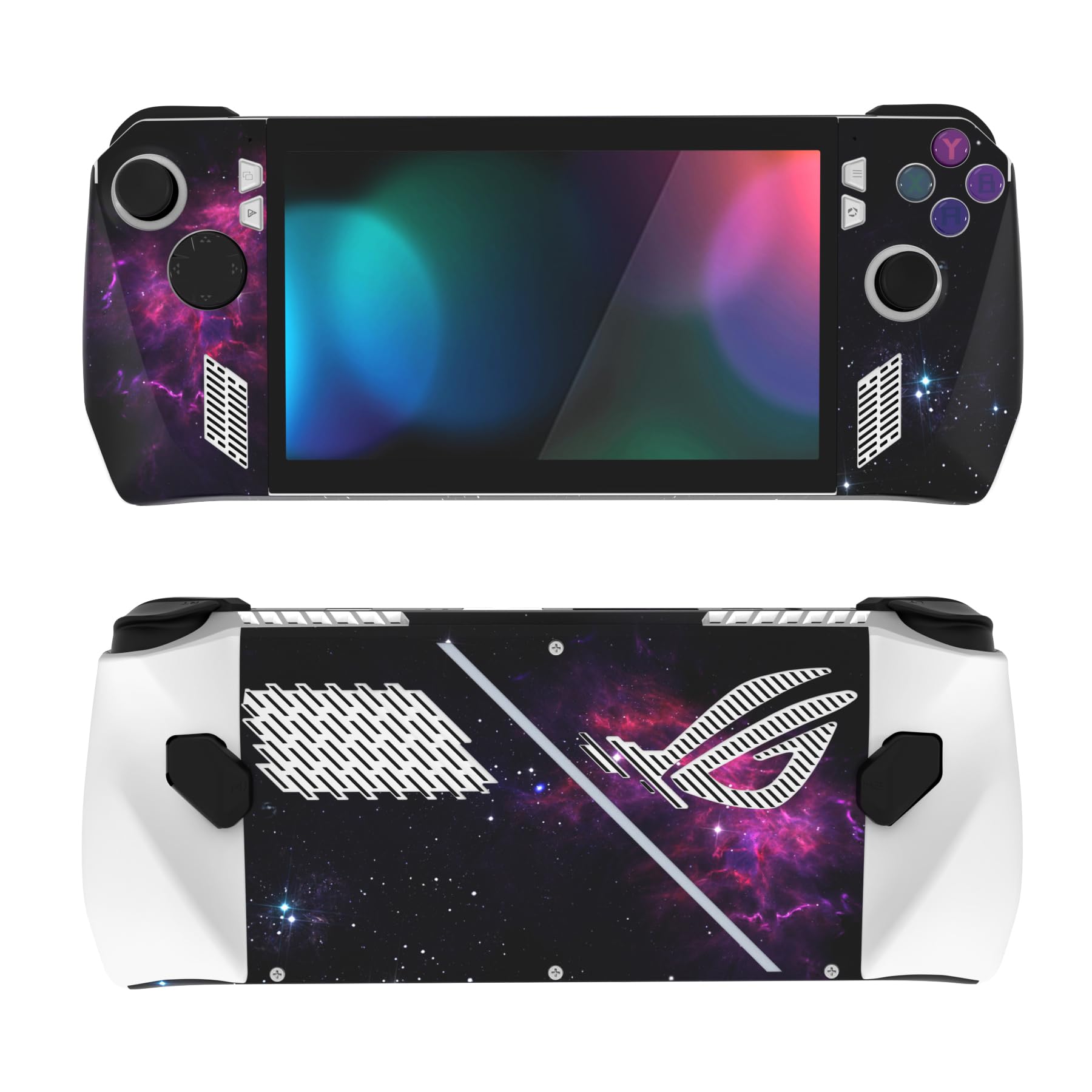 PlayVital 2 Set Protective Skin Decal for ROG Ally, Custom Stickers Vinyl Wraps for ROG Ally Handheld Gaming Console - Purple Nebula