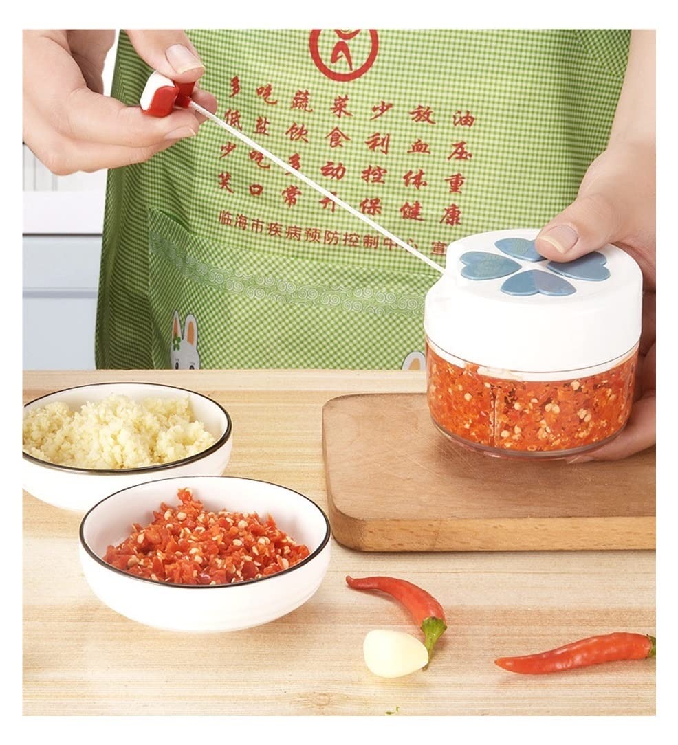 Knoblauch Helfer Manueller Knoblauchzerkleinerer, Tragbarer Fleischwolf Mit Handzug, Für Gemüse, Nüsse, Chili Küchen Kochen(B)